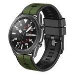 22mm Universal Vertical Line Two-Color Silicone Watch Band(Army Green+Black)