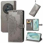 For Honor Magic5 Pro Mandala Flower Embossed Leather Phone Case(Grey)