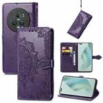 For Honor Magic5 Pro Mandala Flower Embossed Leather Phone Case(Purple)