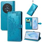 For Honor Magic5 Mandala Flower Embossed Leather Phone Case(Blue)