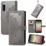 For Sony Xperia 10 IV Mandala Flower Embossed Leather Phone Case(Grey)