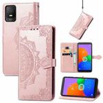 For TCL 403 Mandala Flower Embossed Leather Phone Case(Rose Gold)