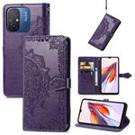 For Xiaomi Redmi 12C Mandala Flower Embossed Leather Phone Case(Purple)