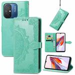 For Xiaomi Redmi 12C Mandala Flower Embossed Leather Phone Case(Green)