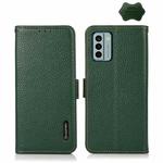 For Nokia G22 4G KHAZNEH Side-Magnetic Litchi Genuine Leather RFID Phone Case(Green)