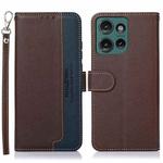 For Motorola Edge 50 KHAZNEH Litchi Texture Leather RFID Phone Case(Brown)