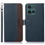 For Motorola Edge 50 Neo KHAZNEH Litchi Texture Leather RFID Phone Case(Blue)