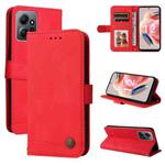 For Xiaomi Redmi Note 12 4G Global Skin Feel Life Tree Metal Button Leather Phone Case(Red)