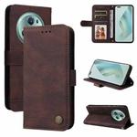 For Honor Magic5 Pro Skin Feel Life Tree Metal Button Leather Phone Case(Brown)