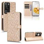 For Huawei P60 / P60 Pro Honeycomb Dot Texture Leather Phone Case(Gold)