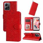 For Xiaomi Redmi Note 12 4G Global Embossed Sunflower Leather Phone Case(Red)