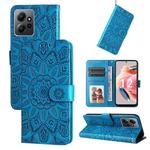 For Xiaomi Redmi Note 12 4G Global Embossed Sunflower Leather Phone Case(Blue)