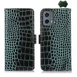 For Motorola Moto G 5G 2023 Crocodile Top Layer Cowhide Leather Phone Case(Green)