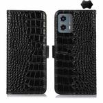 For Motorola Moto G 5G 2023 Crocodile Top Layer Cowhide Leather Phone Case(Black)