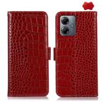 For Motorola Moto G14 4G Crocodile Top Layer Cowhide Leather Phone Case(Red)