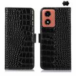 For Motorola Moto G04 / G24 Crocodile Top Layer Cowhide Leather Phone Case(Black)