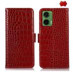 For Motorola Moto G35 Crocodile Top Layer Cowhide Leather Phone Case(Red)