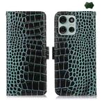 For Motorola Moto G75 5G Crocodile Top Layer Cowhide Leather Phone Case(Green)