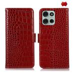 For Motorola Moto G75 5G Crocodile Top Layer Cowhide Leather Phone Case(Red)