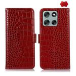 For Motorola Moto G56 5G Crocodile Top Layer Cowhide Leather Phone Case(Red)