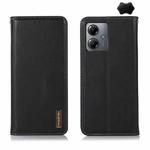 For Motorola Moto G14 4G KHAZNEH Nappa Top Layer Cowhide Leather Phone Case(Black)