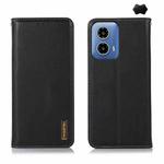 For Motorola Moto G34 KHAZNEH Nappa Top Layer Cowhide Leather Phone Case(Black)