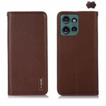 For Motorola Edge 50 Global KHAZNEH Nappa Top Layer Cowhide Leather Phone Case(Brown)