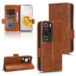 For Huawei P60 / P60 Pro Symmetrical Triangle Leather Phone Case(Brown)