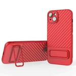 For iPhone 14 Plus Wavy Texture TPU Phone Case with Lens Film(Red)