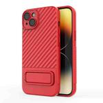 For iPhone 15 Plus Wavy Texture TPU Phone Case with Lens Film(Red)