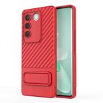 For vivo S16 Pro 5G Wavy Texture TPU Phone Case with Lens Film(Red)