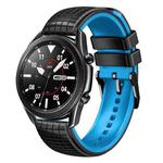 20mm Universal Mesh Two-Tone Silicone Watch Band(Black Sky Blue)