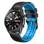 22mm Universal Mesh Two-Tone Silicone Watch Band(Black Sky Blue)