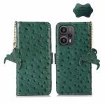 For Xiaomi Redmi Note 12 Turbo Ostrich Pattern Genuine Leather RFID Phone Case(Green)