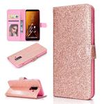 For Samsung Galaxy A6+ (2018) Glitter Powder Horizontal Flip Leather Case with Card Slots & Holder & Photo Frame & Wallet(Rose Gold)