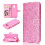 For Samsung Galaxy A6 (2018) Glitter Powder Horizontal Flip Leather Case with Card Slots & Holder & Photo Frame & Wallet(Pink)