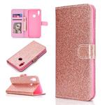 For Samsung Galaxy A10s Glitter Powder Horizontal Flip Leather Case with Card Slots & Holder & Photo Frame & Wallet(Rose Gold)
