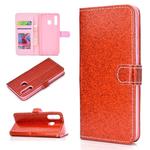 For Samsung Galaxy A20e Glitter Powder Horizontal Flip Leather Case with Card Slots & Holder & Photo Frame & Wallet(Red)