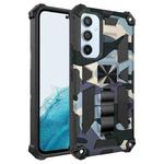 For Samsung Galaxy A54 5G Camouflage Armor Shockproof TPU + PC Magnetic Protective Phone Case with Holder(Light Blue)