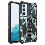 For Samsung Galaxy A54 5G Camouflage Armor Shockproof TPU + PC Magnetic Protective Phone Case with Holder(Mint Green)