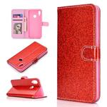 For Samsung Galaxy A20s Glitter Powder Horizontal Flip Leather Case with Card Slots & Holder & Photo Frame & Wallet(Red)