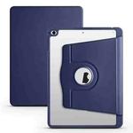 For iPad Air / Air 2 / 9.7 2018 / 2017 Acrylic 360 Degree Rotation Holder Tablet Leather Case(Dark Blue)