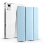 For Lenovo Tab M11 / Xiaoxin Pad 11 2024 3-fold Clear TPU Leather Tablet Case with Pen Slot(Ice Blue)