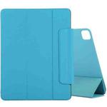 For iPad Pro 11 2022 / 2021 / iPad Pro 11 inch 2020 / Pro 11 2018 / Air 2020 10.9 Horizontal Flip Ultra-thin Double-sided Clip Active Buckle Magnetic PU Leather Tablet Case With Three-folding Holder & Sleep / Wake-up Function(Blue)