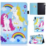 For Lenovo Tab M9 Sewing Thread Horizontal Painted Tablet Leather Case(Colored Unicorn)