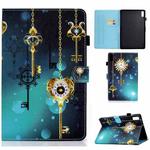 For Lenovo Tab M9 Sewing Thread Horizontal Painted Tablet Leather Case(Antique Clock)