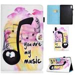 For Lenovo Tab M9 Sewing Thread Horizontal Painted Tablet Leather Case(Music Symbol)