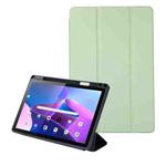 For Lenovo Tab M10 Plus 10.6 3rd Gen 2022 Solid Color 3-folding Leather Tablet Case(Matcha Green)