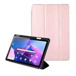 For Lenovo Tab M10 Plus 10.6 3rd Gen 2022 Solid Color 3-folding Leather Tablet Case(Rose Gold)