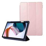For Xiaomi Redmi Pad 10.61 Solid Color 3-folding Leather Tablet Case(Rose Gold)